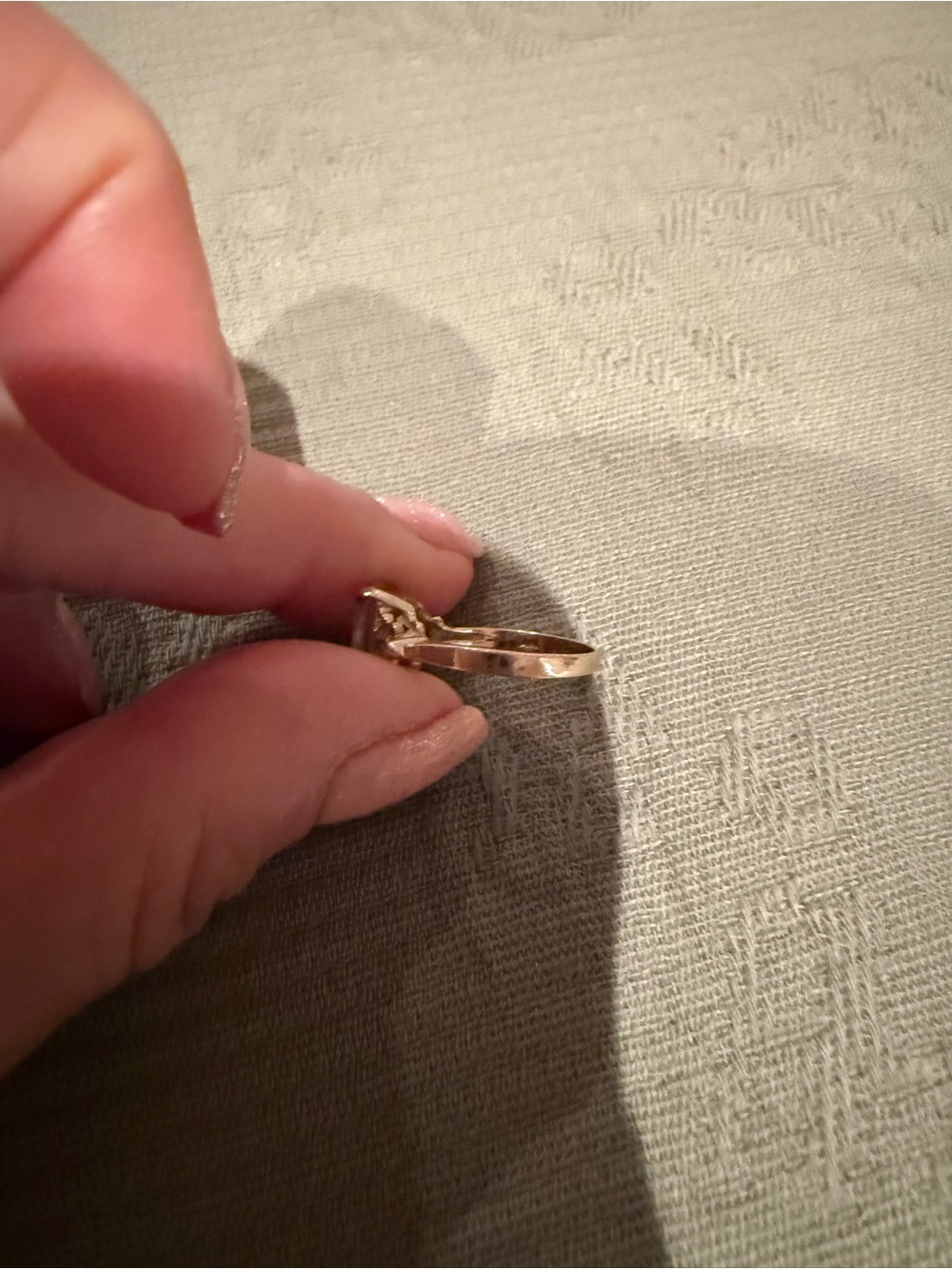 Vintage 14KT Gold Ring with Clear Quartz Emerald-Cut Stone - Picture 3 of 8